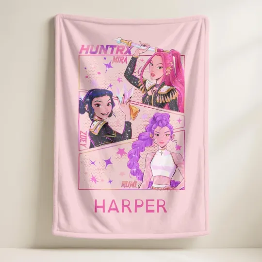 Discover Personalized Christmas Kpop Girl Style Flannel Blanket for Kids