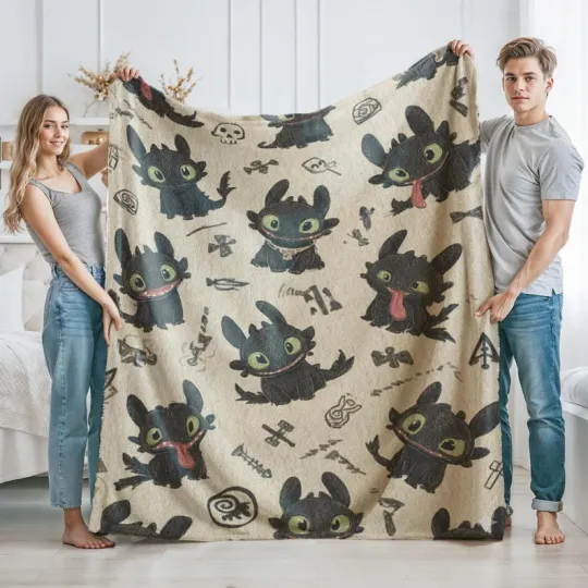 Toothless Dragon Fleece Blanket Night Fury Anime Movie Cozy