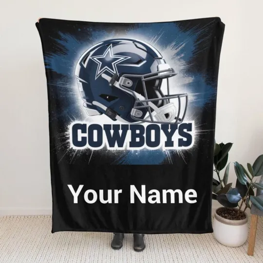 Discover Personalized Cowboy Football Flannel Blanket – Custom Name Western Style Throw