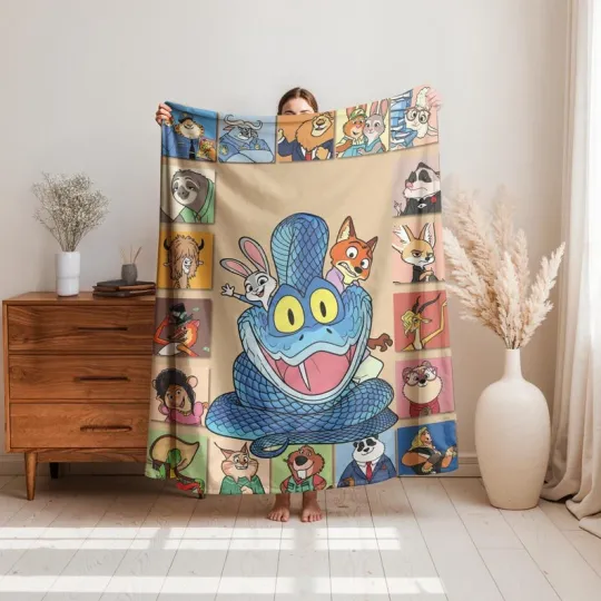 Discover Urban Fox & Bunny Flannel Throw, Cozy Animated Movie-Inspired Blanket
