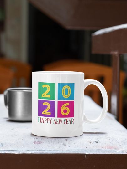 Discover 2026 Happy New Year Mug  Colorful Celebration Cup-Christmas Gift
