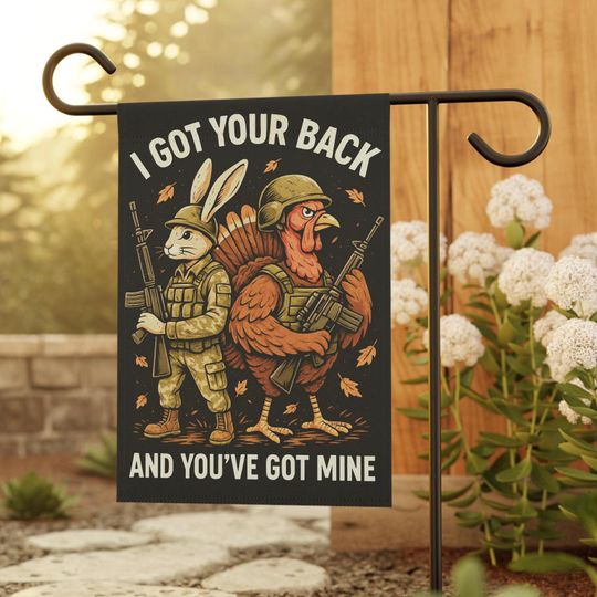 Discover Thanksgiving Turkey & Bunny Battle Garden Flag: Humorous Outdoor Decor