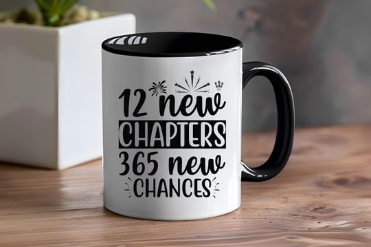 Discover 12 New Chapters 365 New Chances mug,Happy New Year cup,Hello 2025 Festive Cup,New Years Eve Party Mug, Coffee Mug,Happy New Year Tea cup