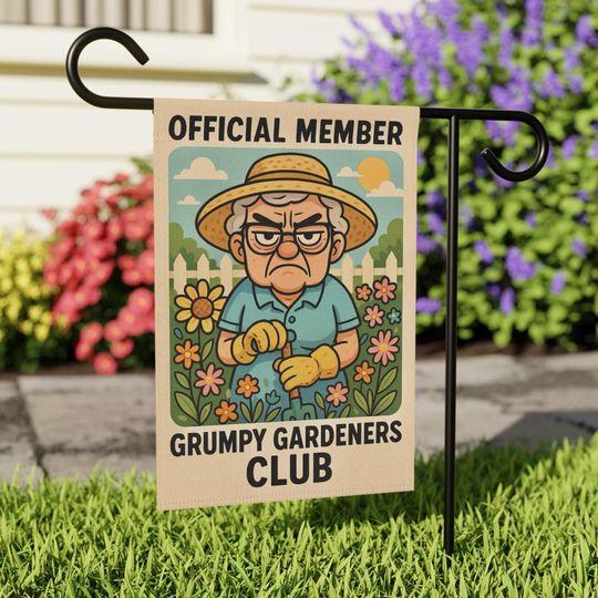 Grumpy Gardeners Club Garden Flag: Funny Retirement Yard Decor