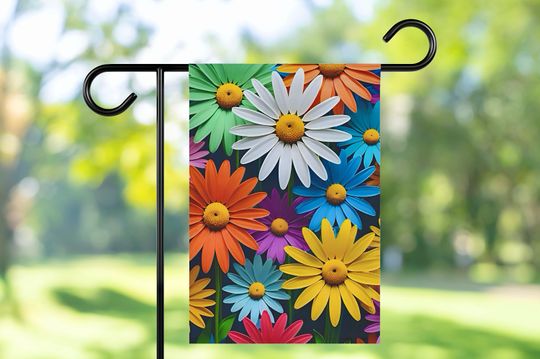 Discover Colorful Daisy Garden Banner  Double-Sided Floral Yard Decor