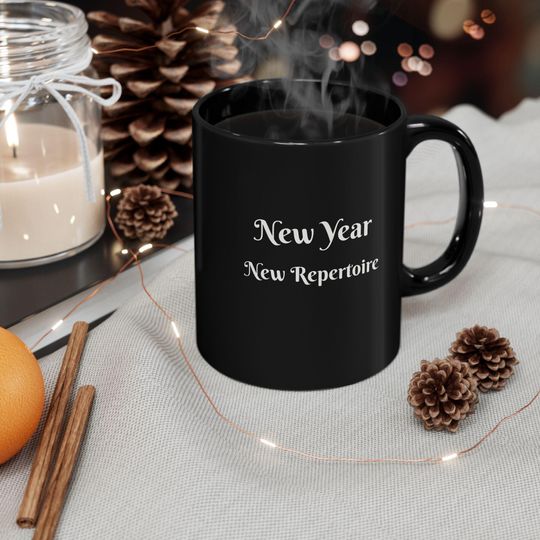 Discover New Year New Repertoire Mug | Black Ceramic Coffee Cup