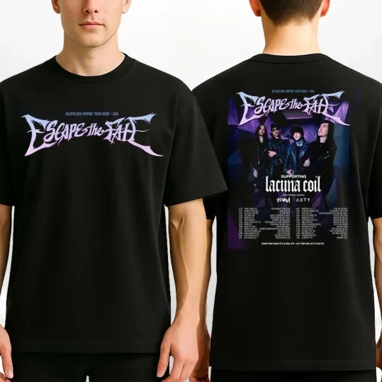Discover Escape The Fate And Lacuna Coil Sleepless Empire USA Tour 2026 T-Shirt