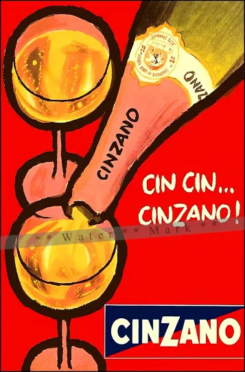 Discover Cinzano Vermouth 1960 Cin Cin Vintage Poster Print Retro Style Bar Wall Art