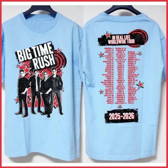 Discover Big Time Rush In Real Life Worldwide Tee 2025- 2026 Tour T-Shirt