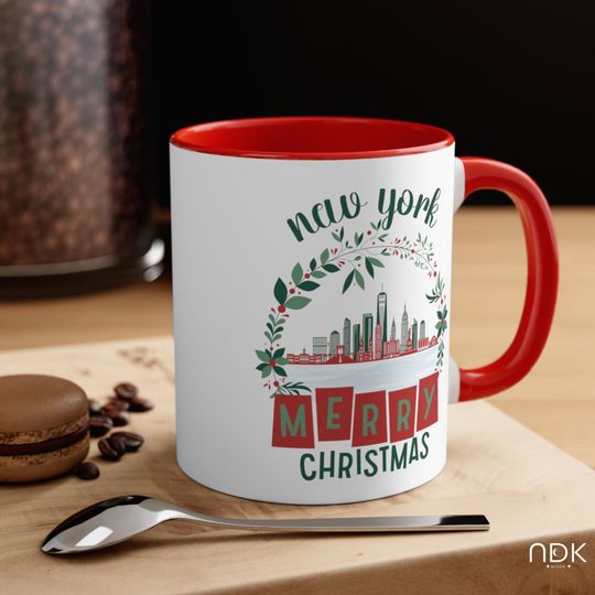 Discover New York Christmas Mug, Holiday NY Tin Mug, New York Travel Mug, New York City Lover Gift, New Year Gift, New York Christmas Camping Mug