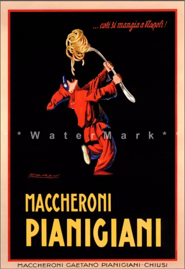 Discover Pianigiani Maccheroni 1922 Italian Pasta Art Vintage Poster Print Kitchen Decor