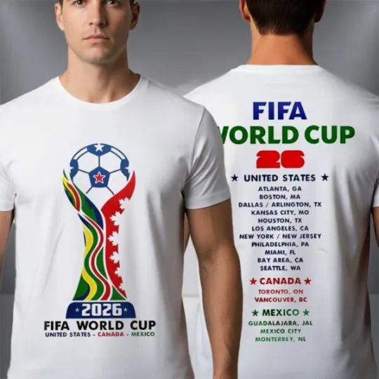 Discover HOT!World Soccer 2026 The Host Schedule Venue Unisex T Shirt Two Sided