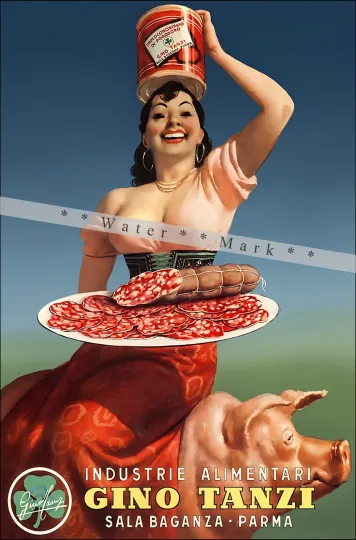 Discover Italian 1949 Gino Tanzi Parma Salami Food Vintage Poster Print Retro Style Art