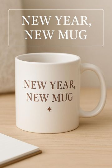 Discover New Year Mug  Minimalist Coffee Cup  January Self Care Gift  Warm Neutral Winter Mug