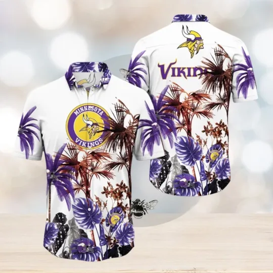 Minnesota Football Team Vikingss Hawaiian Button Down Shirt