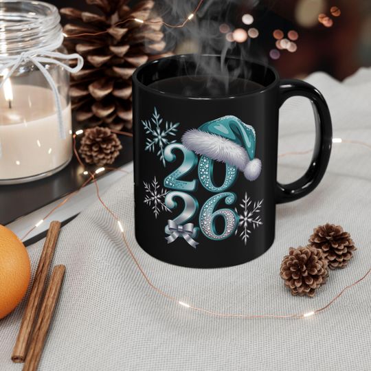 Discover Midnight Whisper 2026  Black Winter New Year Mug