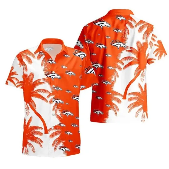 Discover Denver Football Team Broncoss Hawaiian Button Down Shirt