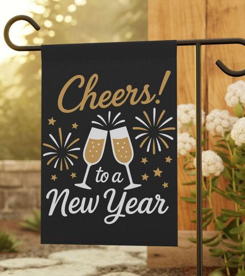 Discover Cheers to New Year Garden Flag, Double Sided Party Decor