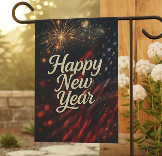 Discover Patriotic Happy New Year Flag, Double Sided New Year Garden Flag, 12x18 & 24.5x32 House Flag, New Year Yard Decor
