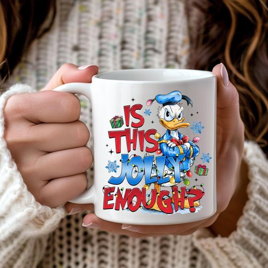 Discover Grumpy Duck Holiday Coffee Cup, Funny Christmas Mug, Is This Jolly Enough? Gift for Men, Women, Friends, Cute Xmas Disney Cartoon Mug