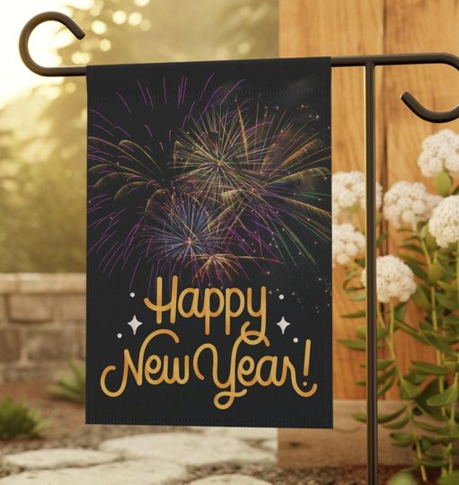 Discover Happy New Year Fireworks Flag, Double Sided New Years Garden Flag And House Flag, 12x18 & 24.5x32