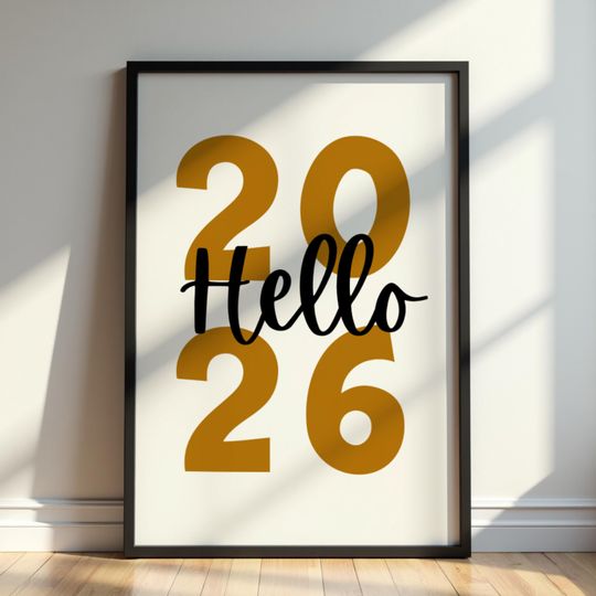 Discover Hello 2026 New Year Wall Art | Modern Minimalist Decor | Instant Download Home Decor Printable