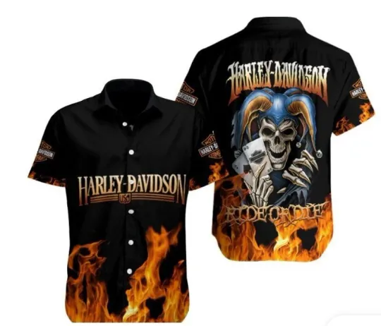 Discover Harley Motor Racing Davidson Casual Button Down Shirt Unisex Adults