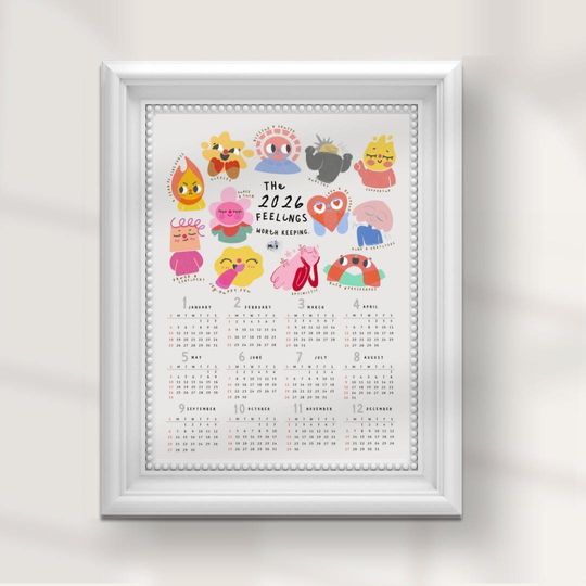 Discover 2026 Wall Calendar printable, Feelings Poster, New Year decor, positive affirmations print, Digital Download