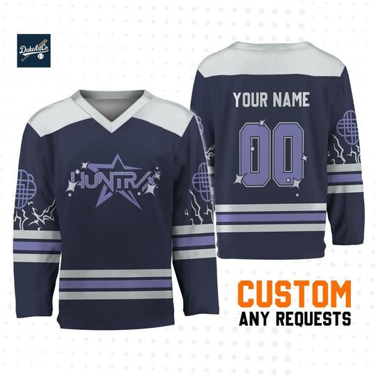 Discover Personalize Huntrix Awesome Hockey Jersey, Custom Kpop idol Hockey Jersey, Gift For Kpop Fan, Kpop Movie