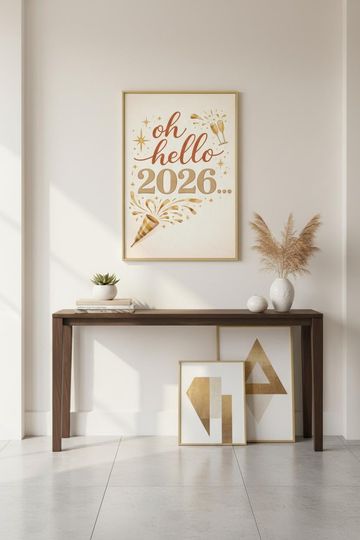 Discover Hello 2026 Print | New Year Wall Art | Minimal Celebration Poster | January Home Decor