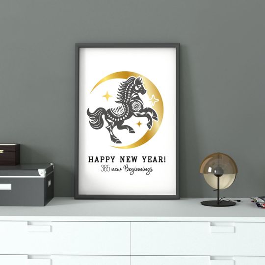 Discover 2026 New Year Printable Art | Lunar Horse Poster | Holiday Wall Decor