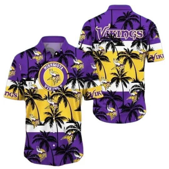 Minnesota Football Team Vikingss Hawaiian Button Down Shirt