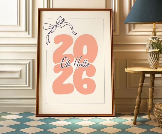 Discover Oh Hello 2026 Wall Art Printable | Happy New Year 2026 Print | Retro Holiday Decor | New Years Eve Wall Art | Digital Download