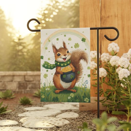 St. Patrick's Day Garden Flag, Funny Squirrel Flag