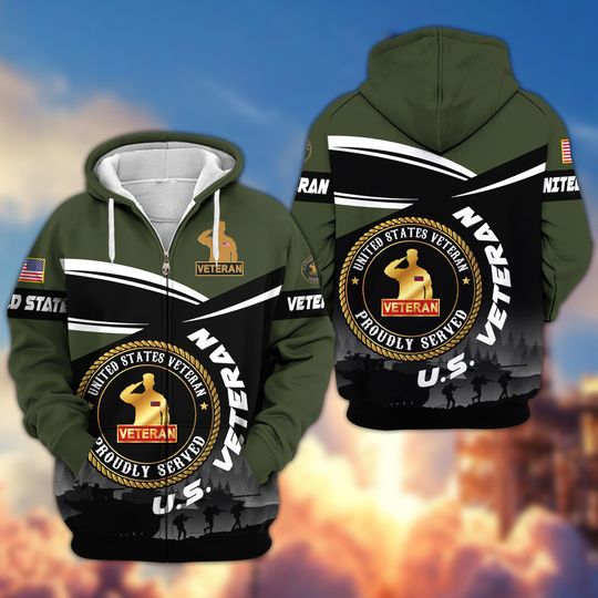Discover Veteran 3D Zip Hoodie - Military Inspired Patriotic Sweatshirt for Patriots
