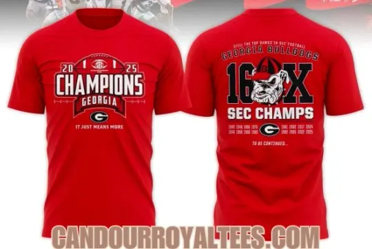 Discover Georgiaa Bulldog1 16X Sec Football Champions Tshirt,
