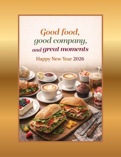 Discover New Year 2026 Dinning Area Printable Poster| Instant Download| 3 Sizes| New Year Decoration For Restaurants, Caf, Dinning Rooms