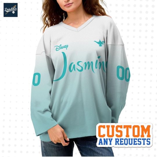 Discover Custom Princess Jasmine Ombre Color Hockey Jersey, Disney Baseball Jersey Sports, Cute Birthday Gifts For Fans, Disneyland Family