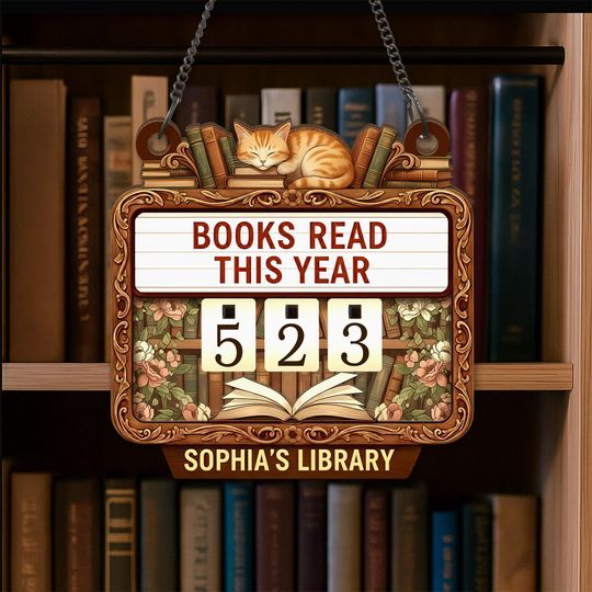 Discover Personalized Books Read Tracker Sign - Cat Book Lover Decor, Library Reading Log