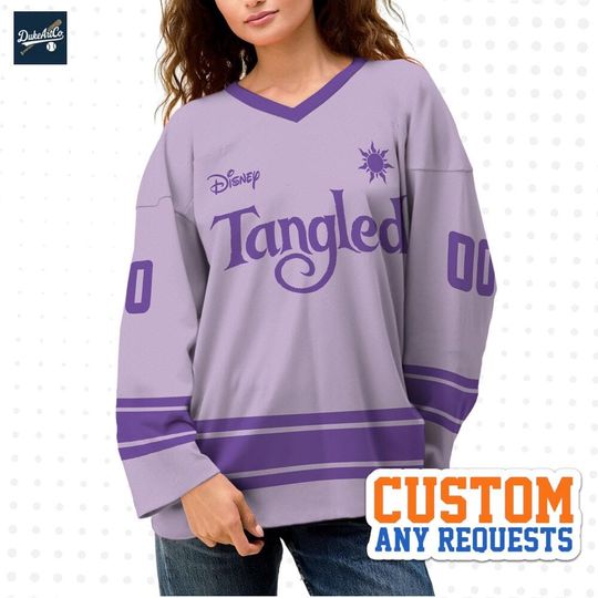 Discover Custom Princess Rapunzel Couple Hockey Jersey, Disney Baseball Jersey Sports, Cute Birthday Gifts For Fans, Disneyland Family