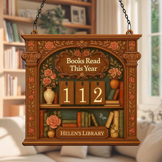 Discover Personalized Book Tracker Sign, Custom Books Reads This Year Decor, Royal Floral Book Lover Gift, Bookworm Home Library Display