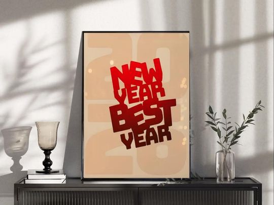 Discover 2026 New Year Vertical Poster Modern Red Typography Wall Art Happy New Year Holiday Decor