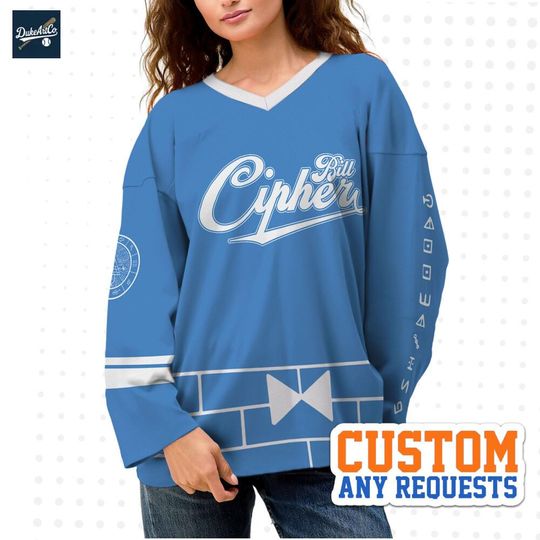 Discover Custom Bill Cipher Blue Gravity Falls Hockey Jersey, Disney Baseball Jersey Sports, Cute Birthday Gifts For Fans, Disneyland Family