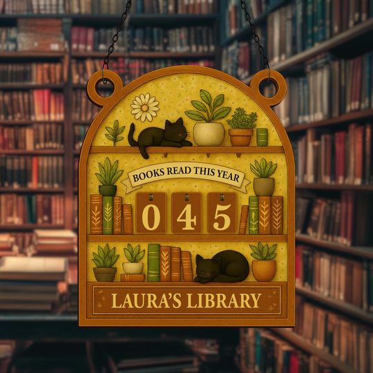 Discover Personalized Cat Book Tracker, Plant Lover Reading Log, Cozy Bookshelf Sign, Custom Library Decor, Bookworm Kid Gift, Reading Challenge