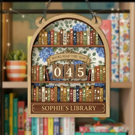 Discover Personalized Reading Tracker Wall Sign, Books Read This Year Counter, Bookish Library Decor, Custom Name Book Lover Gift