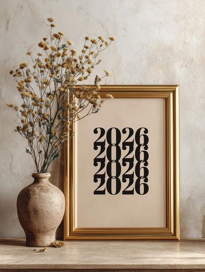 Discover 2026 New Year Print New Year's Eve Party Decor Born in 2026 Printable Large Numbers Retro Poster Trendy Dorm Wall art DIGITAL Download