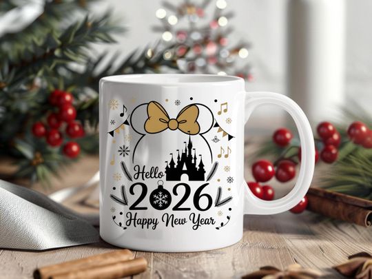 Discover Christmas Disney Castle Mug, Disney Hellor Christmas Mug, Happy New Year Disney Christmas Coffee Mug, 2026 Disney Christmas Gift, Merry Xmas
