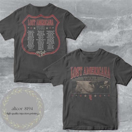 Machine Gun Kelly MGK Lost Americana Tour 2026 Merch Smoking Photo With City List Vintage T Shirt