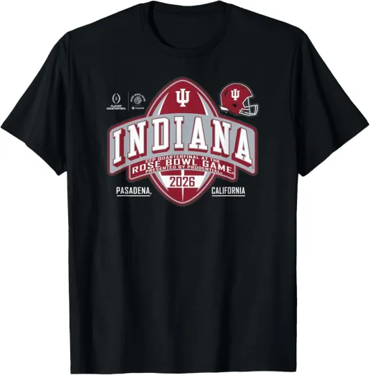 Discover Indiana Hoosiers Rose Bowl 2025-2026 CFP Quarterfinal Black T-Shirt