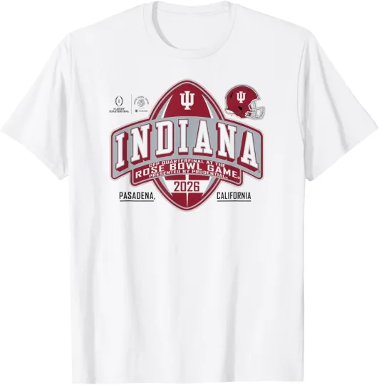 Indiana Hoosiers Rose Bowl 2025-2026 CFP Quarterfinal White T-Shirt